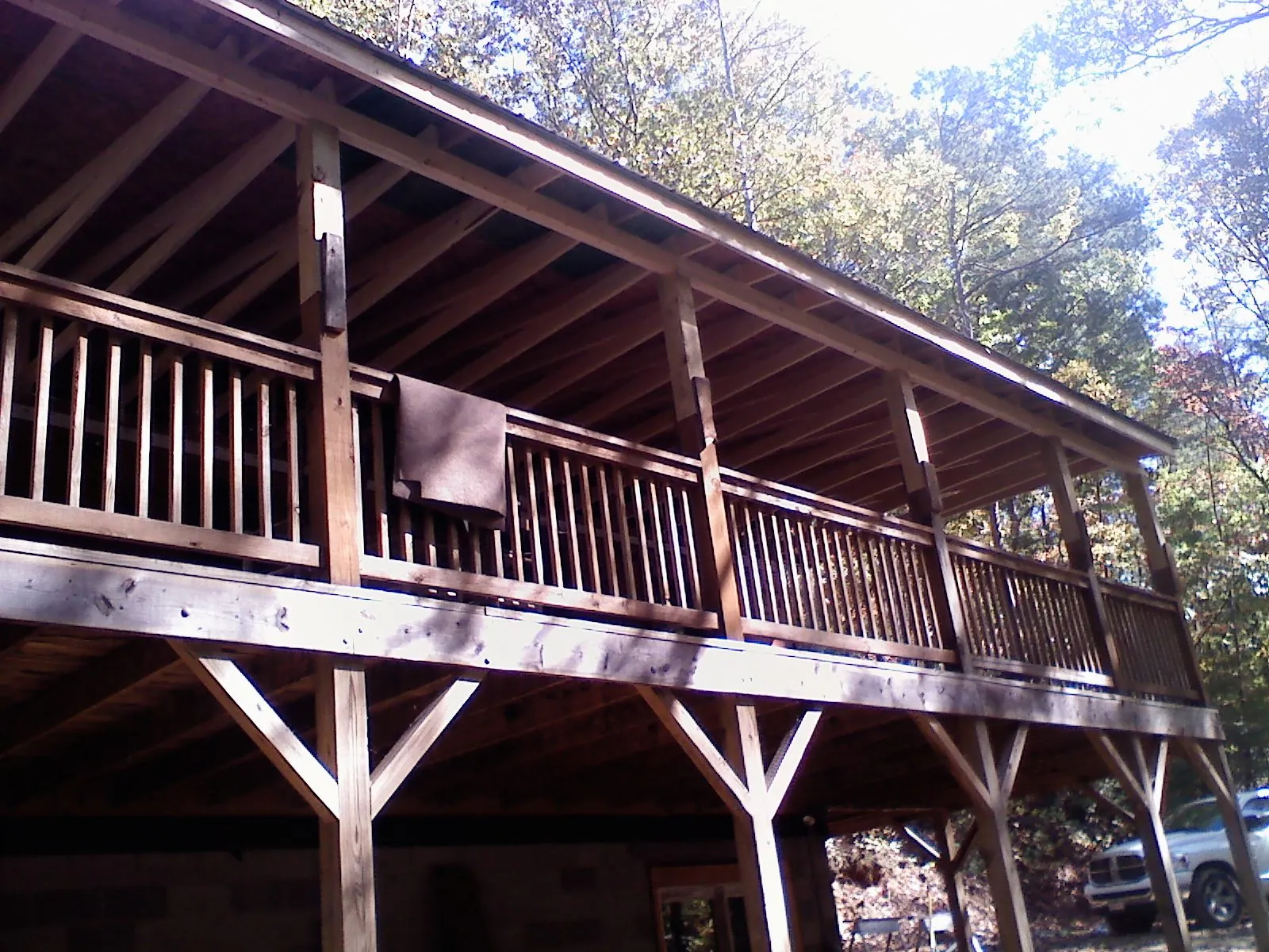 Timber framing under a new elevated porch and deck — Roof Leak Repair in Stephens City by Roofing Brothers